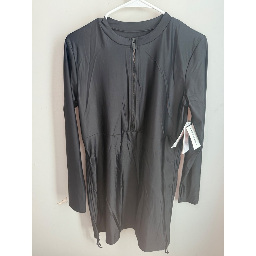 NWT Mott50 Sonja Black Long Sleeve Swim Dress Rash Guard UPF 50+ Size L